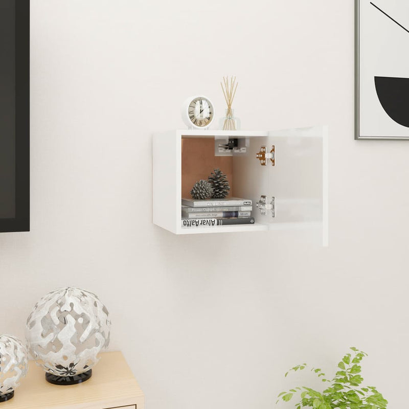 vidaXL Wall Mounted TV Cabinet High Gloss White 30.5x30x30 cm