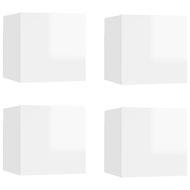 vidaXL Wall Mounted TV Cabinets 4 pcs High Gloss White 30.5x30x30 cm