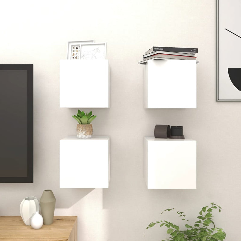 vidaXL Wall Mounted TV Cabinets 4 pcs High Gloss White 30.5x30x30 cm