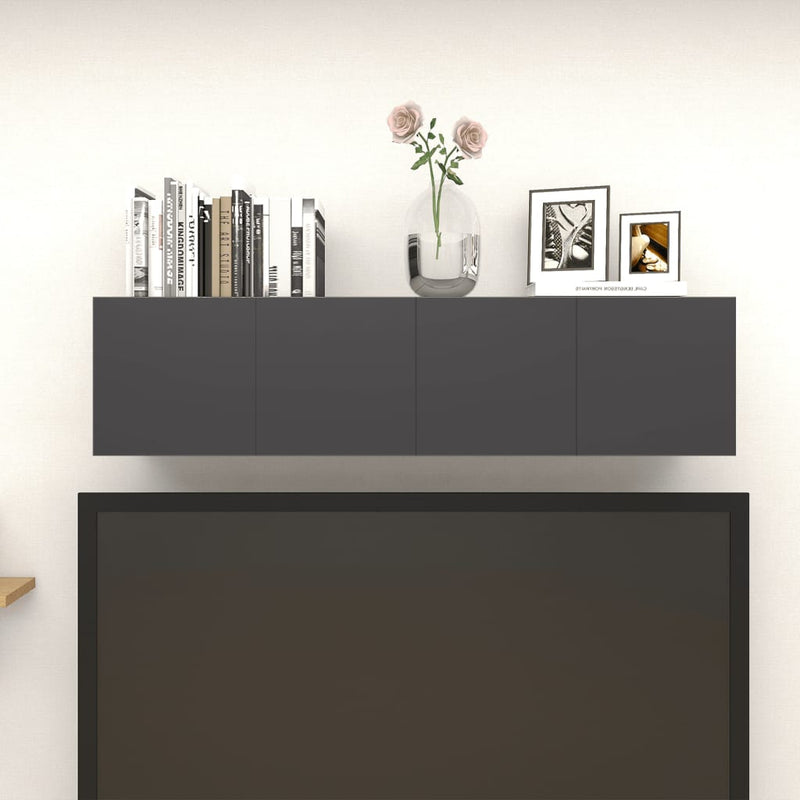 vidaXL Wall Mounted TV Cabinets 4 pcs High Gloss Grey 30.5x30x30 cm