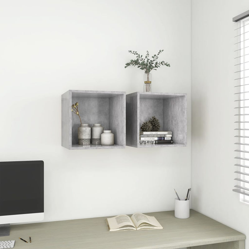 vidaXL Wall Cabinet Concrete Grey 37x37x37 cm Engineered Wood