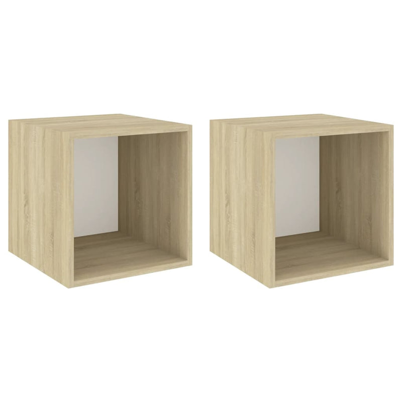 vidaXL Wall Cabinets 2 pcs White and Sonoma Oak 37x37x37 cm Engineered Wood