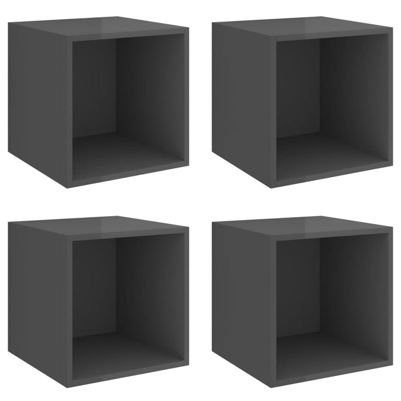 vidaXL Wall Cabinets 4 pcs High Gloss Grey 37x37x37 cm Engineered Wood