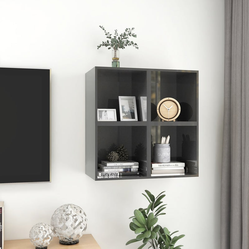 vidaXL Wall Cabinets 4 pcs High Gloss Grey 37x37x37 cm Engineered Wood