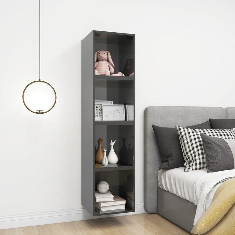 vidaXL Wall Cabinets 4 pcs High Gloss Grey 37x37x37 cm Engineered Wood