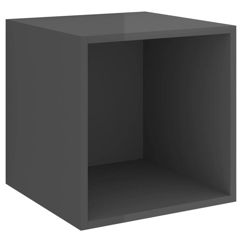 vidaXL Wall Cabinets 4 pcs High Gloss Grey 37x37x37 cm Engineered Wood