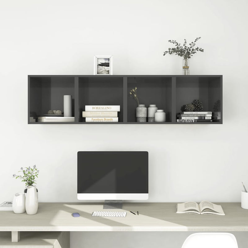 vidaXL Wall Cabinets 4 pcs High Gloss Grey 37x37x37 cm Engineered Wood