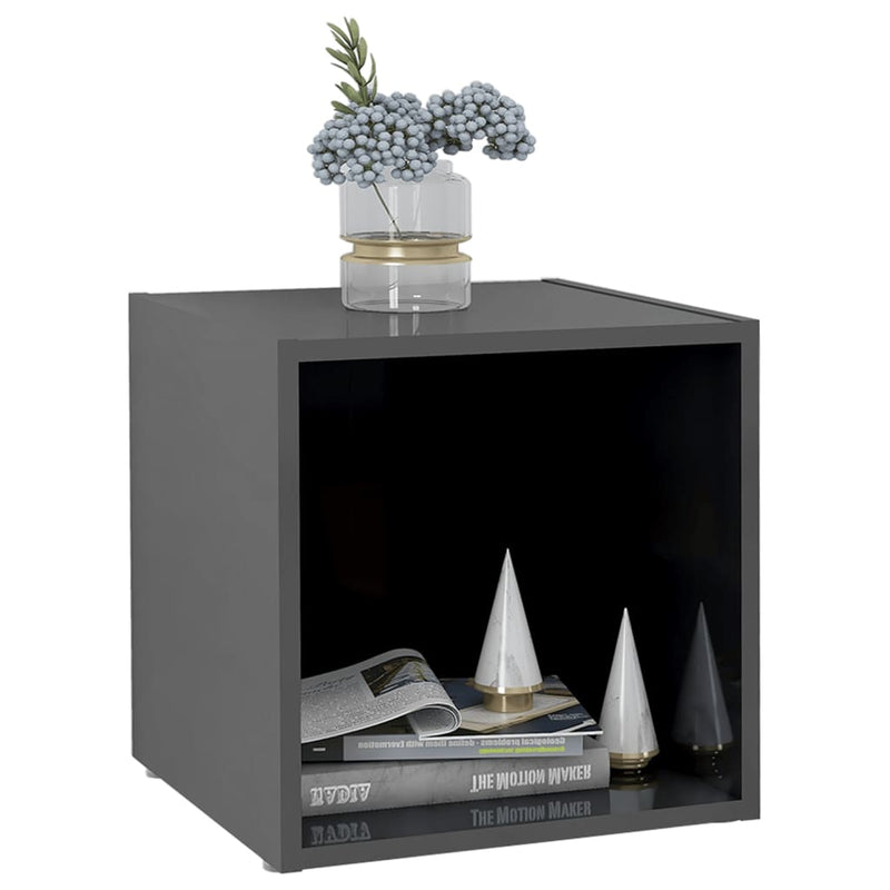vidaXL TV Cabinet High Gloss Grey 37x35x37 cm Engineered Wood