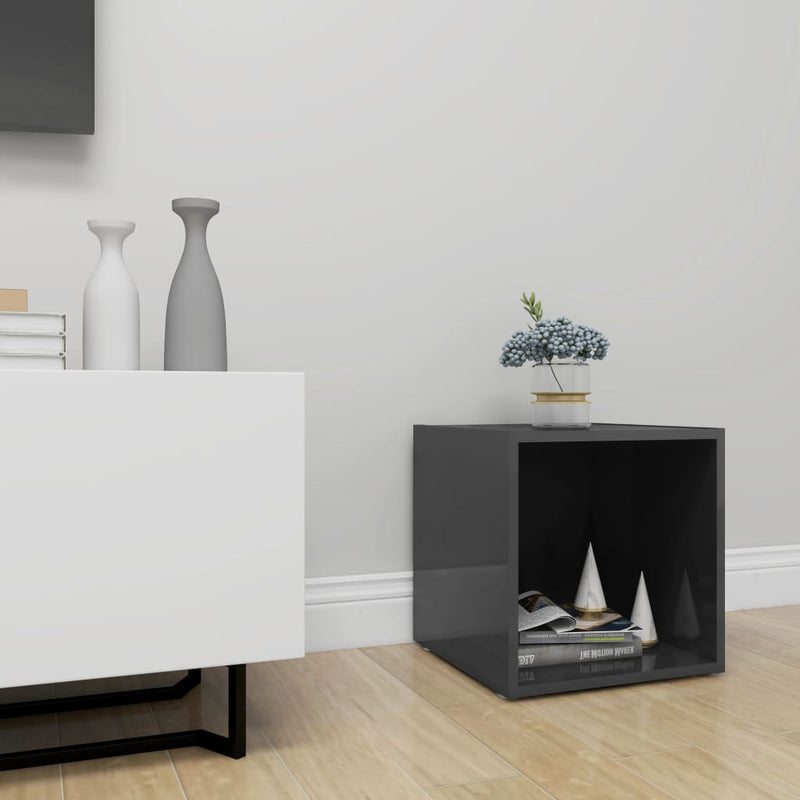 vidaXL TV Cabinet High Gloss Grey 37x35x37 cm Engineered Wood