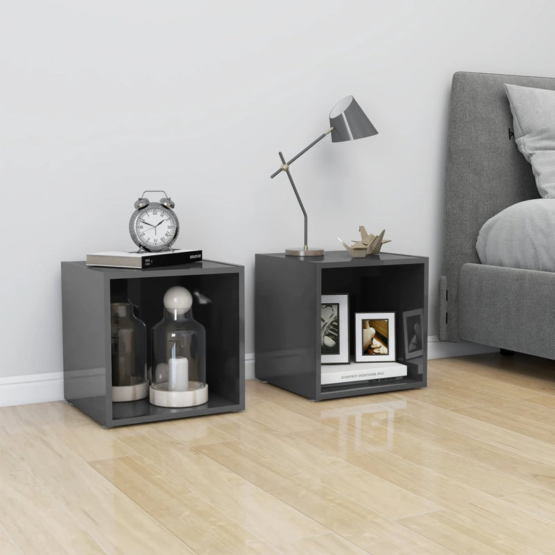 vidaXL TV Cabinet High Gloss Grey 37x35x37 cm Engineered Wood