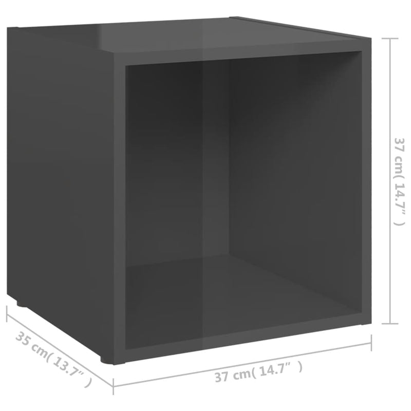 vidaXL TV Cabinet High Gloss Grey 37x35x37 cm Engineered Wood