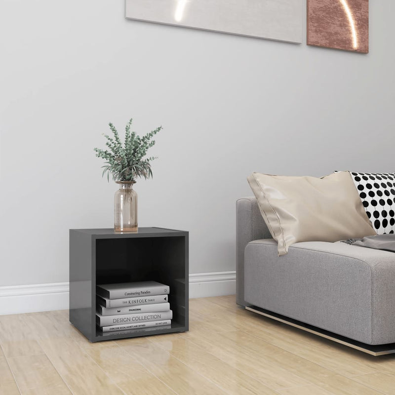 vidaXL TV Cabinet High Gloss Grey 37x35x37 cm Engineered Wood