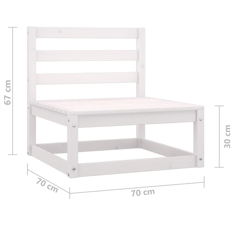 vidaXL Garden Middle Sofa White Solid Pinewood