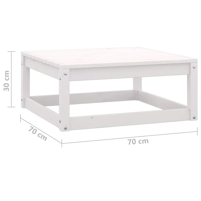 vidaXL Garden Footstool 70x70x30 cm White Solid Pinewood