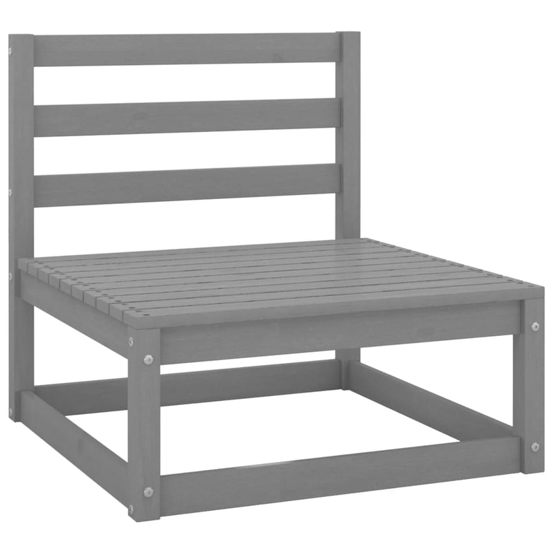 vidaXL Garden Middle Sofa with Anthracite Cushions Grey Solid Pinewood