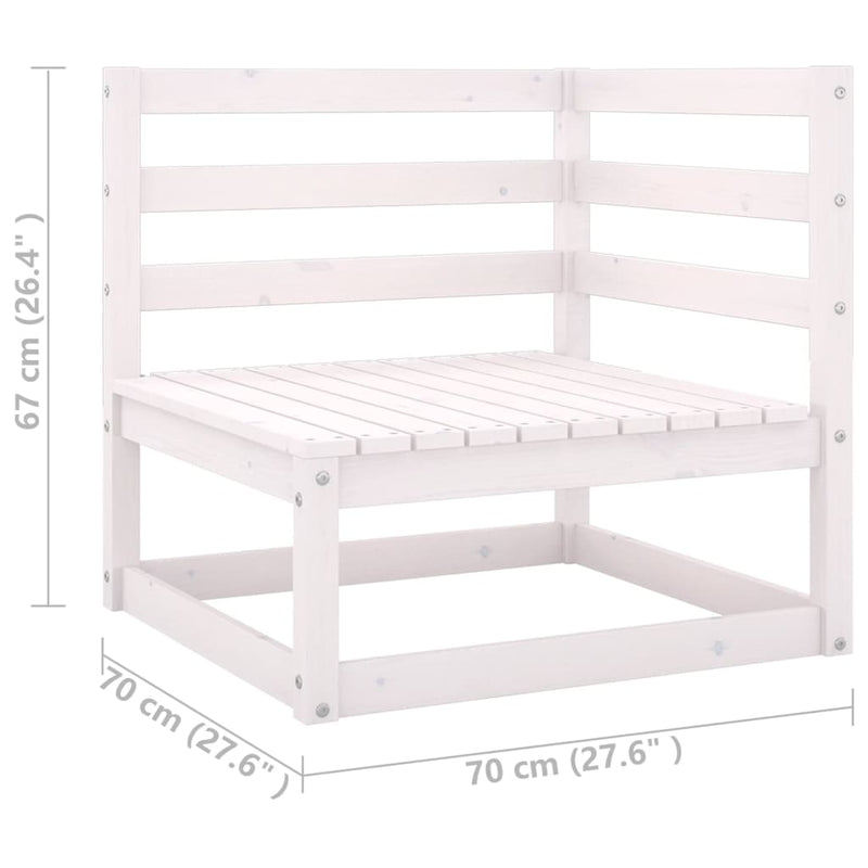 vidaXL Garden 2-Seater Sofa with Cushions White Solid Pinewood