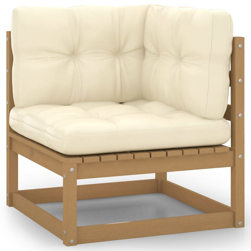vidaXL Garden 2-Seater Sofa with Cushions Honey Brown Solid Pinewood