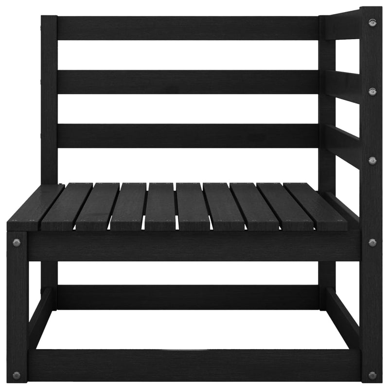 vidaXL Garden 2-Seater Sofa with Cushions Black Solid Pinewood