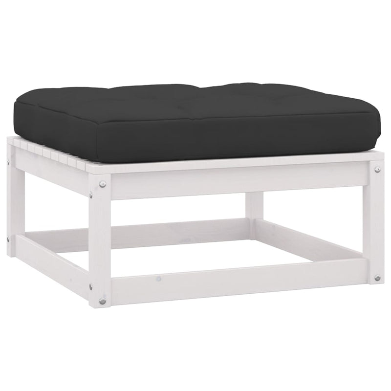 Garden Footstools with Cushions 2 pcs White Solid Pinewood