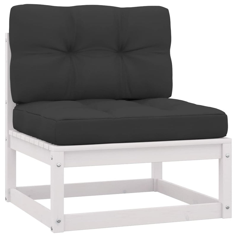 vidaXL 2 Piece Garden Lounge Set with Cushions White Solid Pinewood
