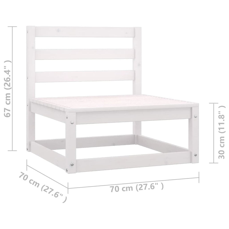 vidaXL 3 Piece Garden Lounge Set with Cushions White Solid Pinewood