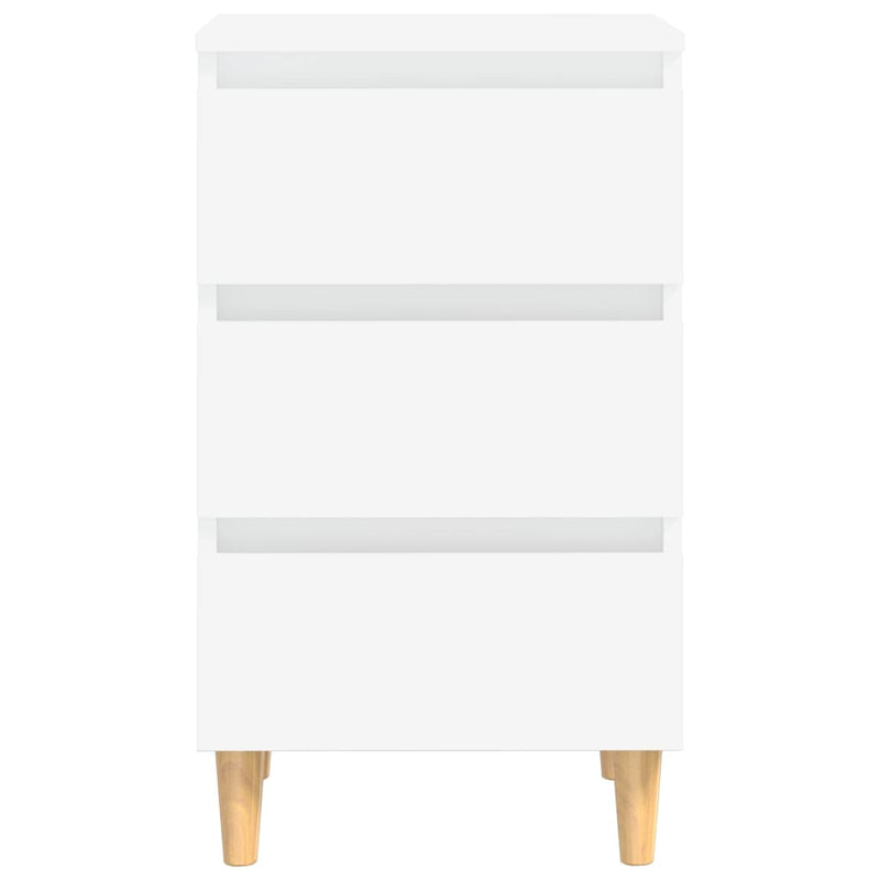 vidaXL Bed Cabinet with Solid Wood Legs White 40x35x69 cm