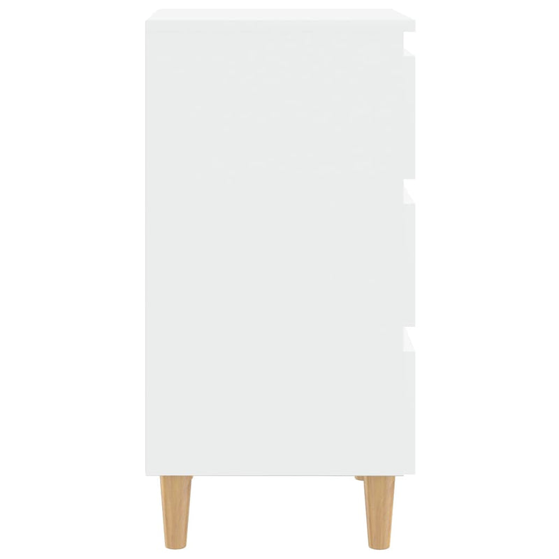 vidaXL Bed Cabinet with Solid Wood Legs White 40x35x69 cm