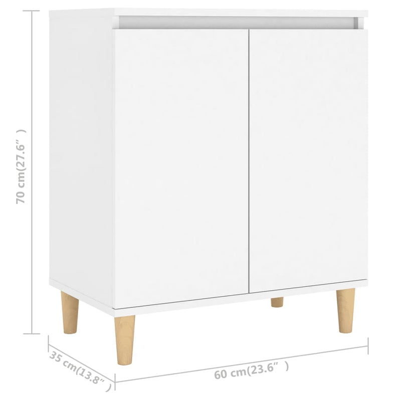 vidaXL Sideboard with Solid Wood Legs White 60x35x70 cm Engineered Wood