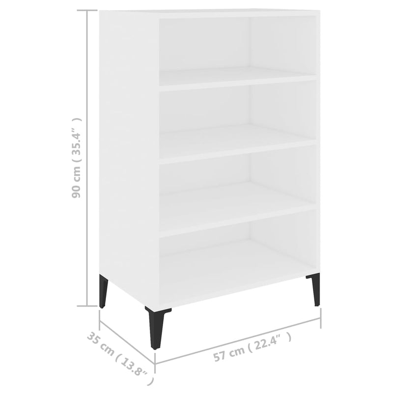 vidaXL Sideboard High Gloss White 57x35x90 cm Engineered Wood