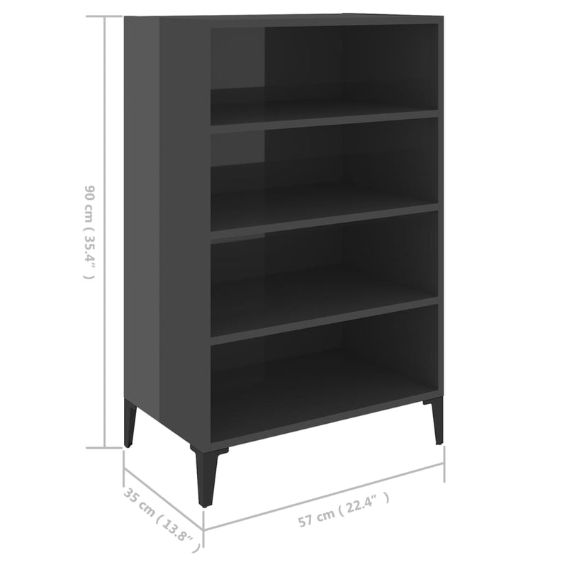vidaXL Sideboard High Gloss Grey 57x35x90 cm Engineered Wood