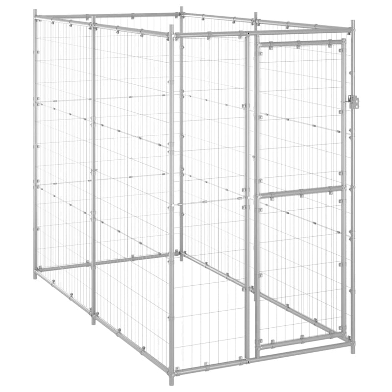 vidaXL Outdoor Dog Kennel Galvanised Steel 110x220x180 cm