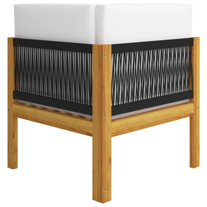 vidaXL 2-seater Garden Bench with Cushions Wood Acacia&Rope