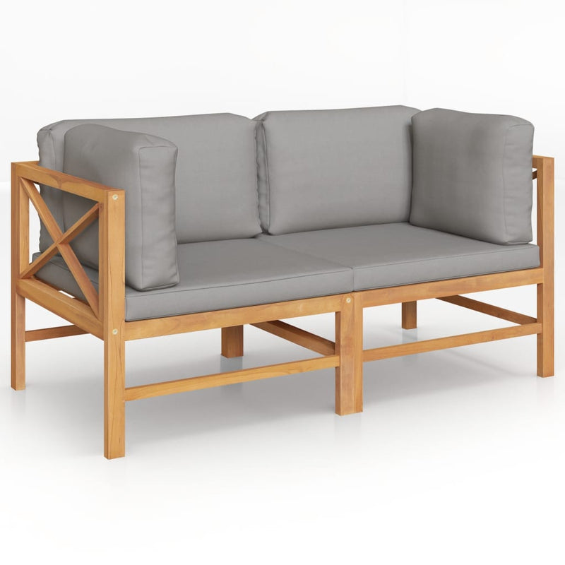 vidaXL 2-seater Garden Bench with Dark Grey Cushions