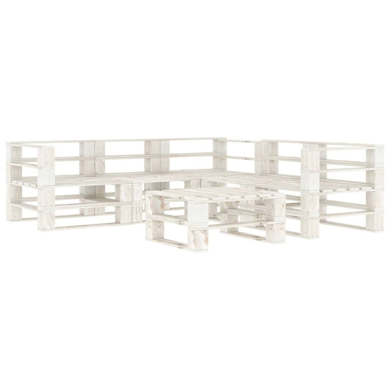 vidaXL 6 Piece Garden Pallet Lounge Set Wood White