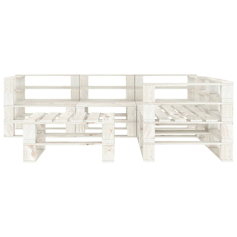 vidaXL 6 Piece Garden Pallet Lounge Set Wood White