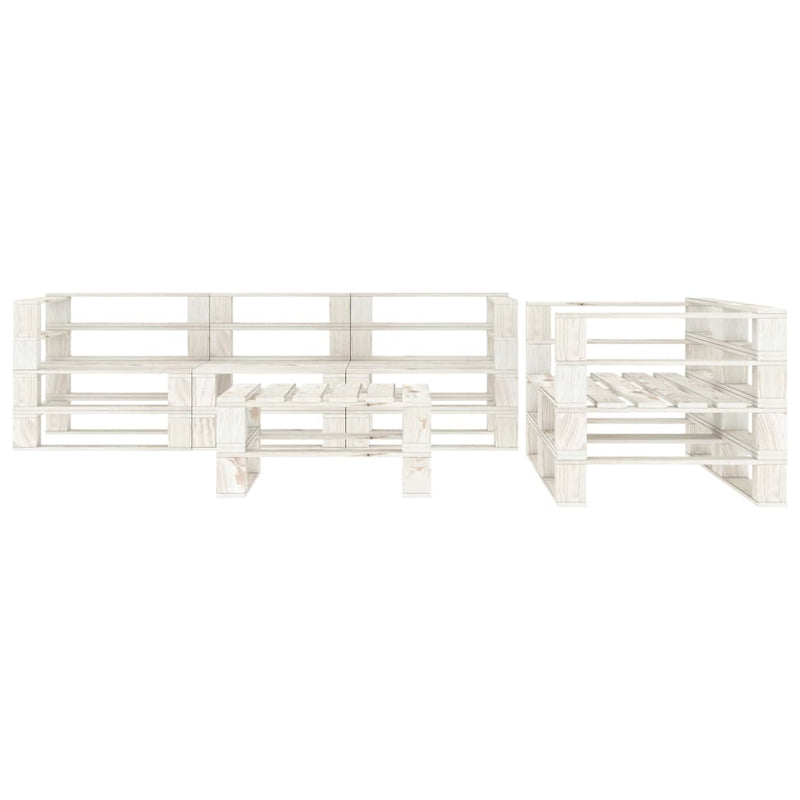 6 Piece Garden Pallet Lounge Set Wood White