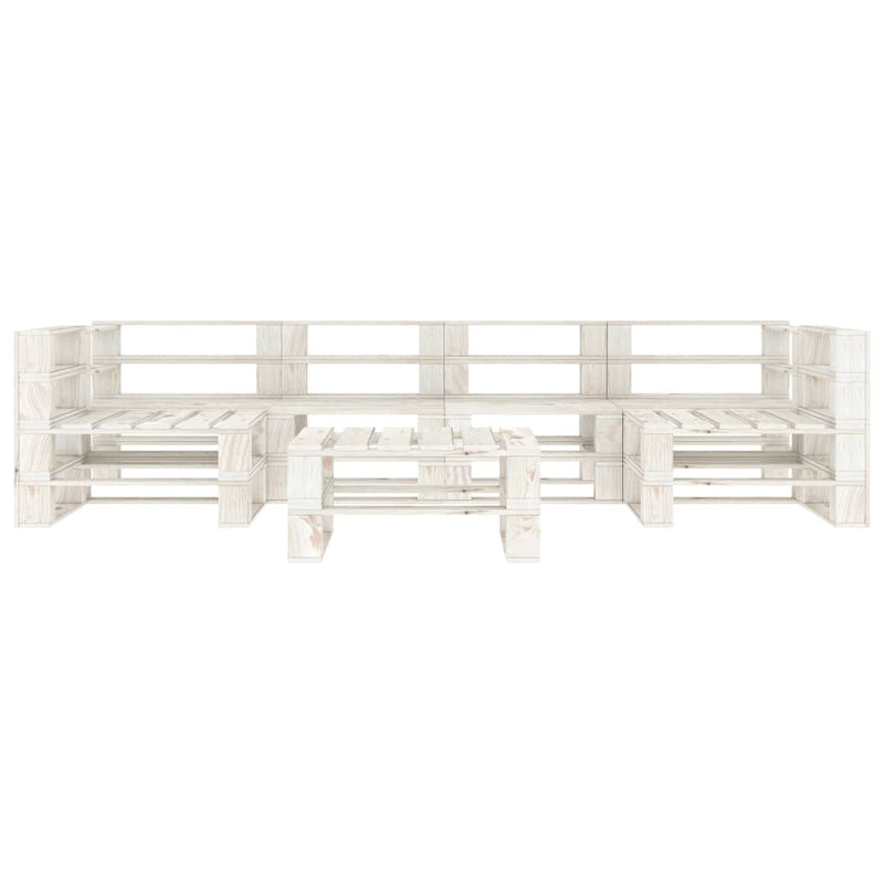 vidaXL 7 Piece Garden Pallet Lounge Set Wood White