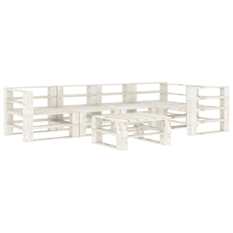 vidaXL 6 Piece Garden Pallet Lounge Set Wood White