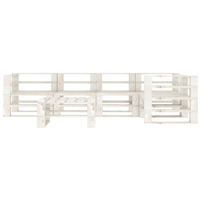 vidaXL 6 Piece Garden Pallet Lounge Set Wood White