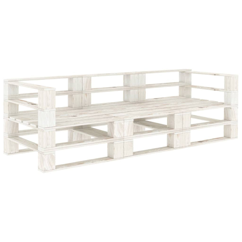 vidaXL Garden Pallet Sofa White 3-Seater Wood