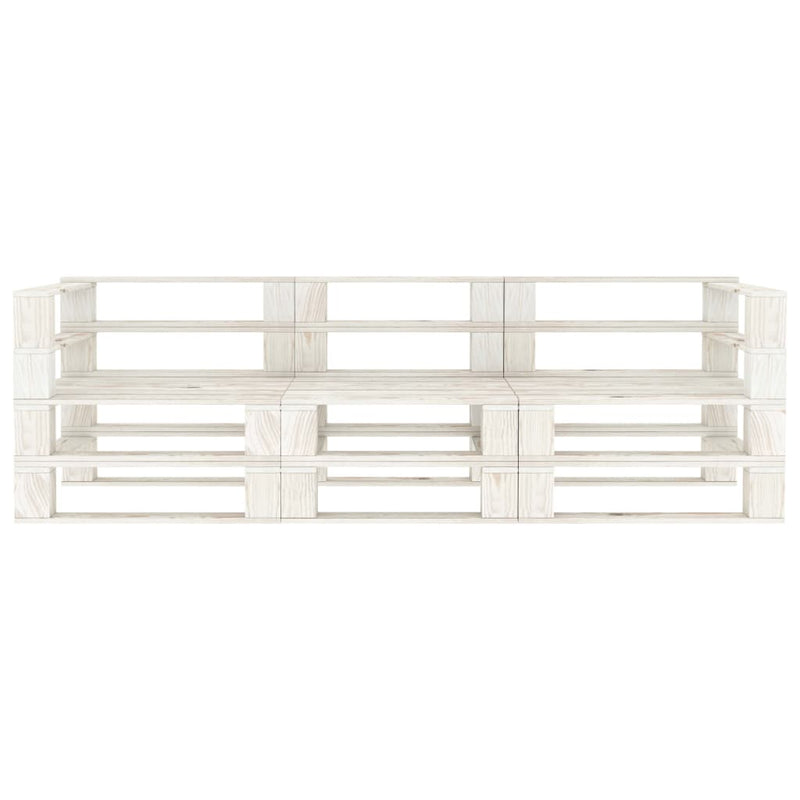 vidaXL Garden Pallet Sofa White 3-Seater Wood