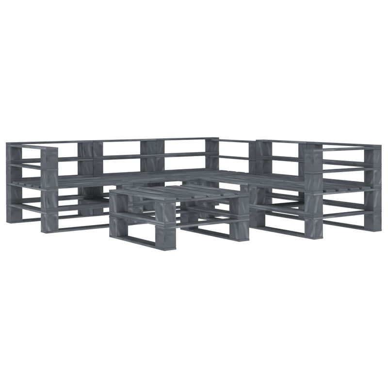 6 Piece Garden Pallet Lounge Set Wood Grey