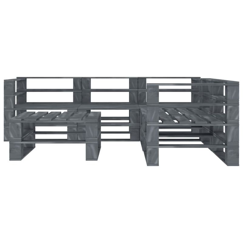 6 Piece Garden Pallet Lounge Set Wood Grey