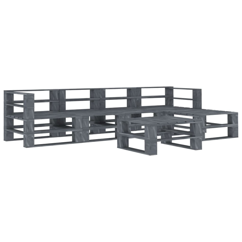 vidaXL 6 Piece Garden Pallet Lounge Set Wood Grey