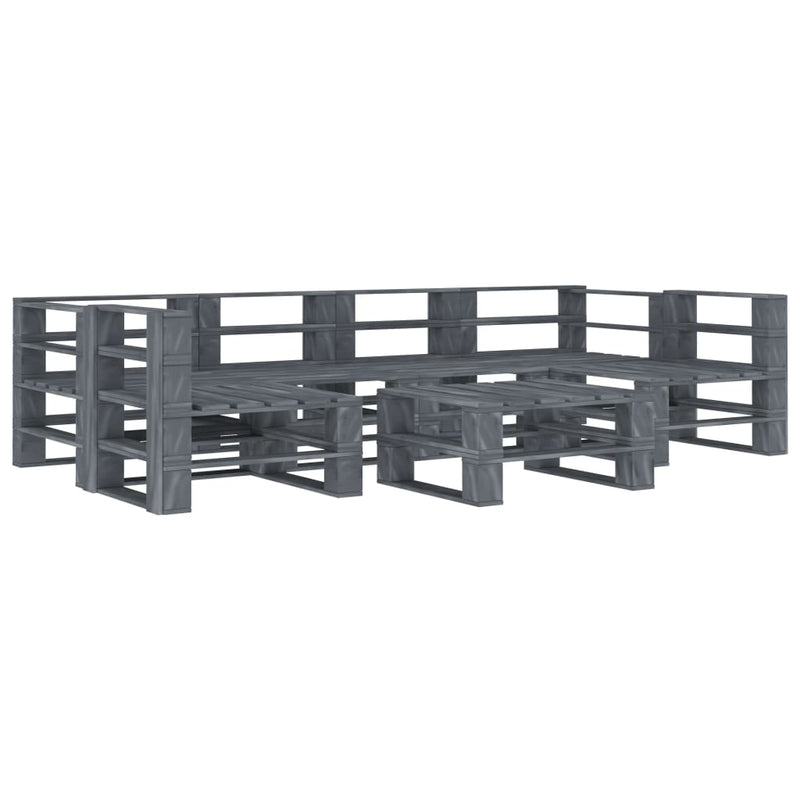 vidaXL 7 Piece Garden Pallet Lounge Set Wood Grey
