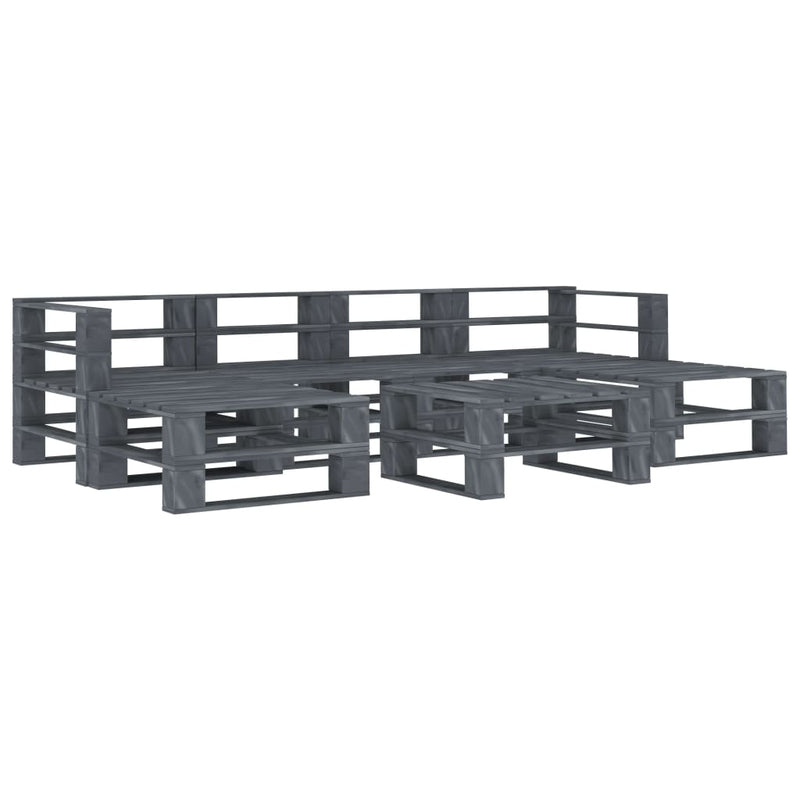 vidaXL 7 Piece Garden Pallet Lounge Set Wood Grey