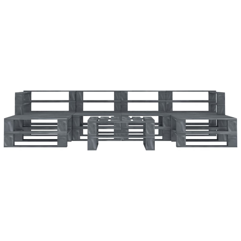 vidaXL 7 Piece Garden Pallet Lounge Set Wood Grey