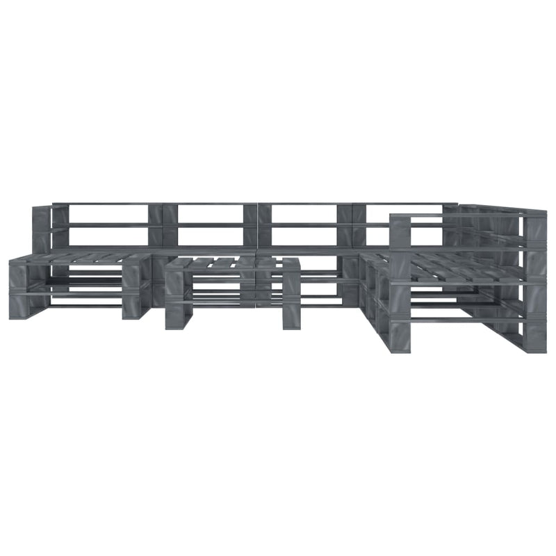 vidaXL 9 Piece Garden Pallet Lounge Set Wood Grey