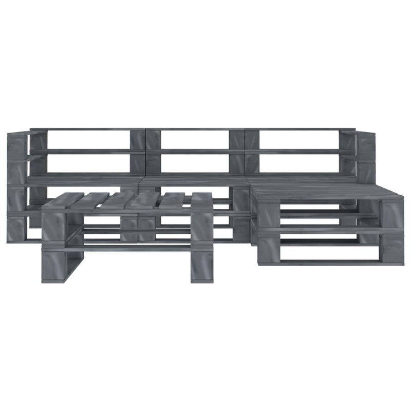 vidaXL 5 Piece Garden Pallet Lounge Set Wood Grey