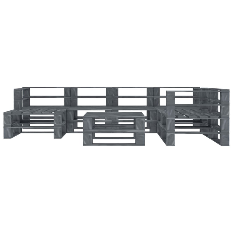 vidaXL 8 Piece Garden Pallet Lounge Set Wood Grey